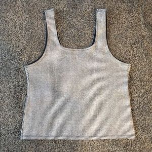 Topshop sleeveless gray striped t-shirt